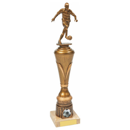 Antique Gold Male Football Pillar Trophy 35cm