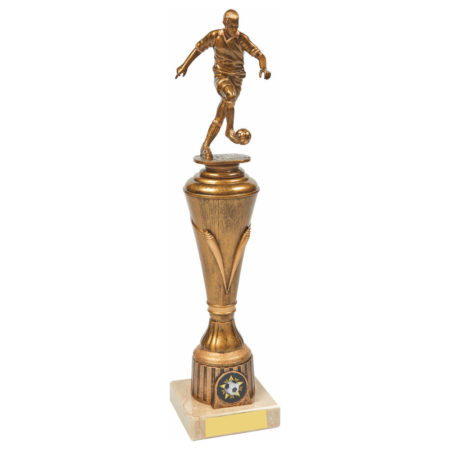 Antique Gold Male Football Pillar Trophy 33cm