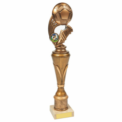 Antique Gold Boot/Ball Football Pillar Trophy 35cm