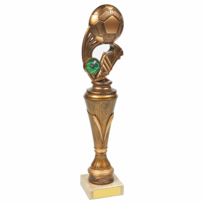 Antique Gold Boot/Ball Football Pillar Trophy 33cm