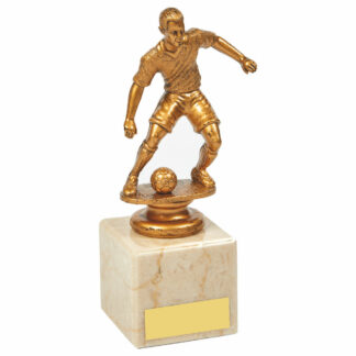 Antique Gold Male Footballer on Marble Column 16.5cm