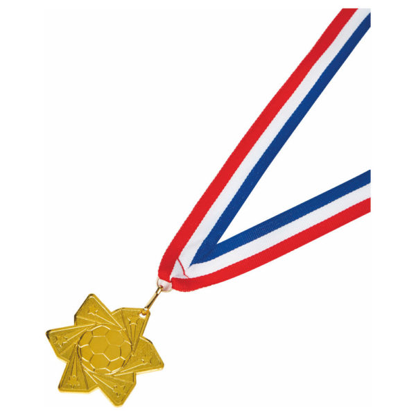 60mm Gold Star Football Medal with Ribbon