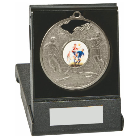 70mm Silver Football Medal in Case