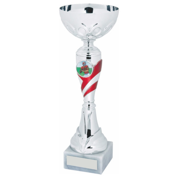 Silver/Red Trophy Cup 25.5 cm