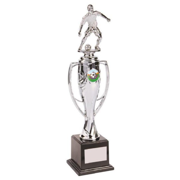 Silver Male Footballer Cup 35cm