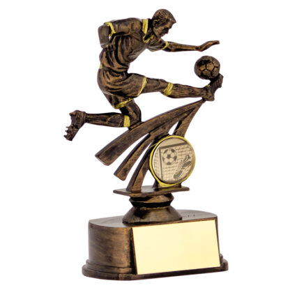 Male Football Figure Trophy in Antique Bronze/Gold on Base 20cm