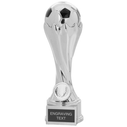 Silver/Black Football Swirl Column Trophy - 12.25In