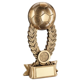 Brz/Gold Football On Wreath Riser With Ribbon Base Trophy - 10In