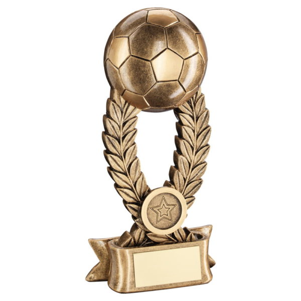 Brz/Gold Football On Wreath Riser With Ribbon Base Trophy - 10In