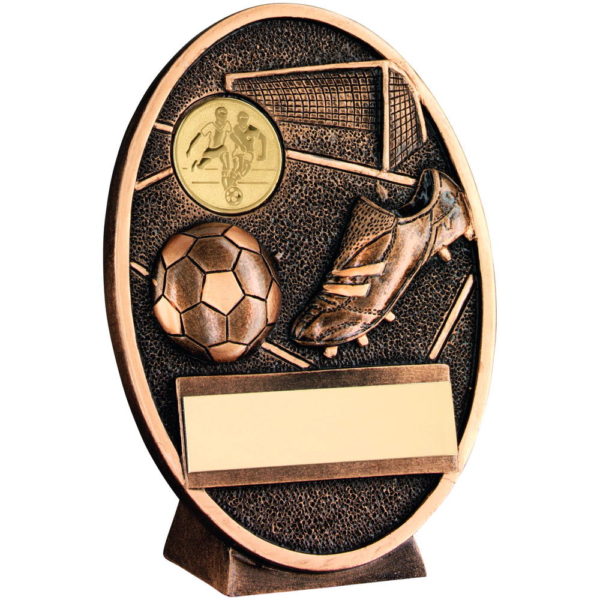 Brz/Gold Football And Boot Oval Plaque Trophy - 5.5In