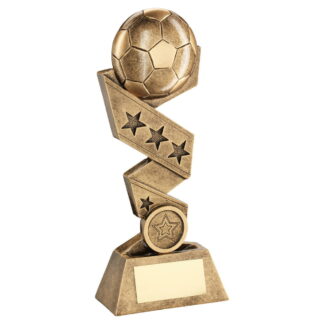 Brz/Gold Football On Zig Zag Star Ribbon Trophy - 10In