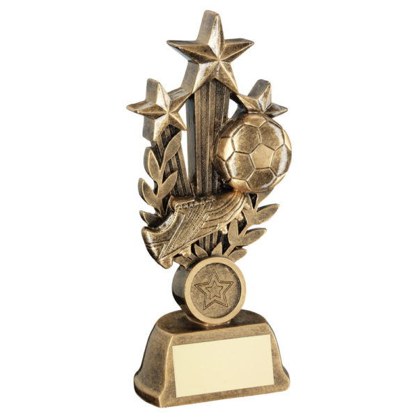 Brz/Gold Football With Boot On Tri Star Wreath Riser Trophy - 8.5In