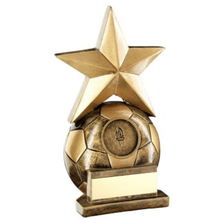 Brz/Gold Football With Gold Star Trophy - 6.75In
