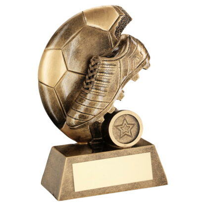 Brz/Gold Football Trophy Boot On Flat Half Ball Trophy - 7.25In