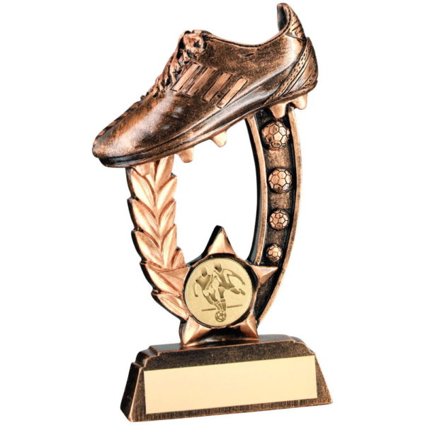 Brz/Gold Resin Raised Football Boot Trophy - 5.75In