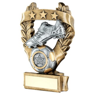 Brz/Pew/Gold Football 3 Star Wreath Award Trophy - 7.5In