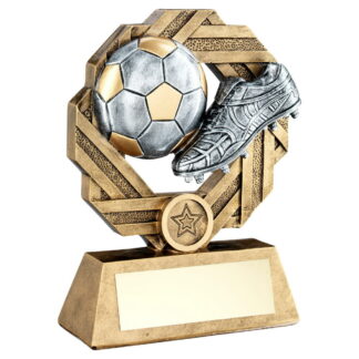 Brz/Pew/Gold Football Octo Ribbon Series Trophy - 8.5In