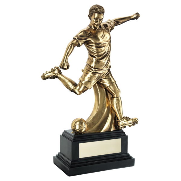 Antique Gold Premium Male Football Figure On Black Base Trophy - 16In