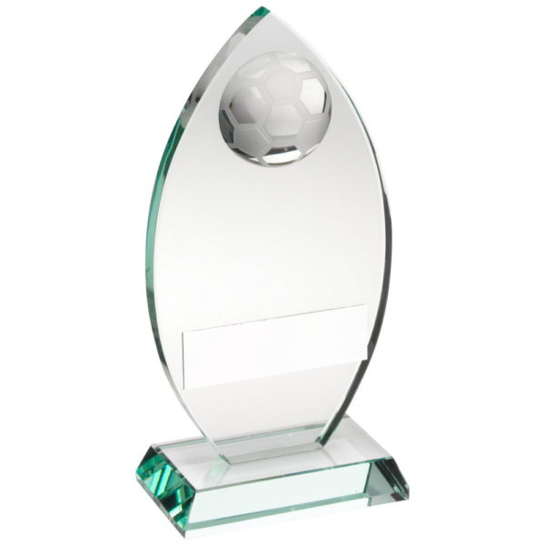 Jade Glass Plaque With Half Football Trophy - 5.75In