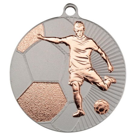 Football 'Two Colour' Medal - Matt Silver/Bronze 70mm