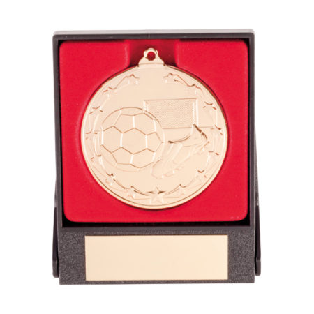 Starboot Economy Football Medal & Box Gold 50mm