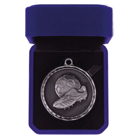 Power Boot Football Medal Box Antique Silver 50mm