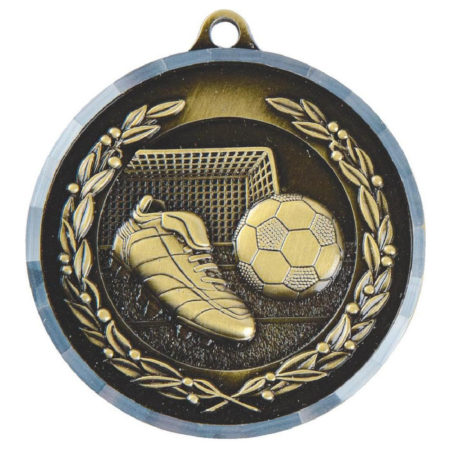 50mm Diamond Edged Gold Football Medal