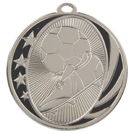 50mm Silver Football Boot & Ball Medal