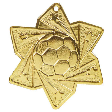 60mm Gold Football Star Medal