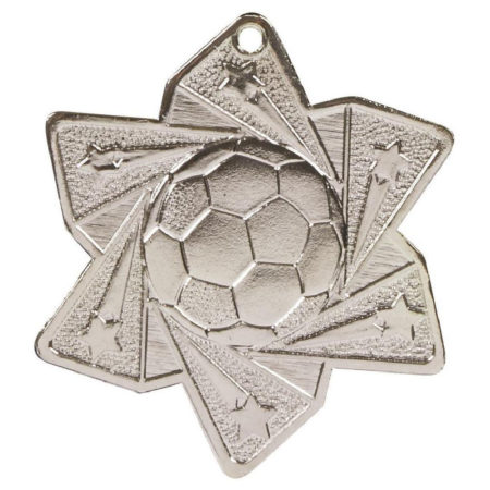 60mm Silver Football Star Medal