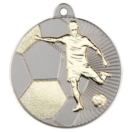 Football 'Two Colour' Medal - Matt Silver/Gold 50mm