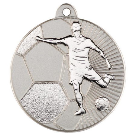 Football 'Two Colour' Medal - Matt Silver/Silver 50mm