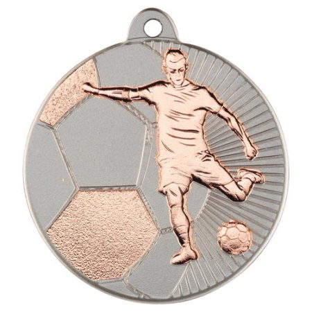 Football 'Two Colour' Medal - Matt Silver/Bronze 50mm