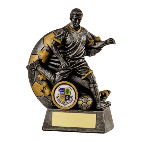 Resin Male Football Trophy in Antique Silver/Gold 135mm