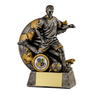 Resin Male Football Trophy in Antique Silver/Gold 150mm