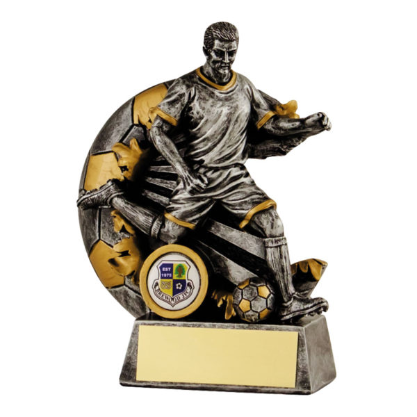 Resin Male Football Trophy in Antique Silver/Gold 165mm