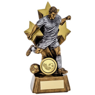 Resin Football Male Figurine in Antique Gold/Silver 215mm