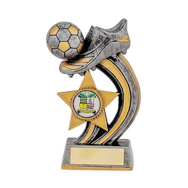Antique Silver / Gold Resin Star Football Boot Award 140mm