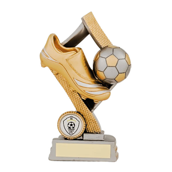 Resin Football Trophy in Satin Silver and Gold highlights 155mm