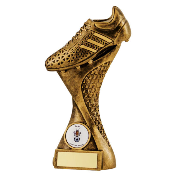 Resin Football Boot Trophy in Antique Bronze / Gold 175mm