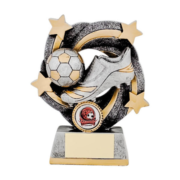 Antique Silver / Gold Resin Starburst Football Boot Award 155mm