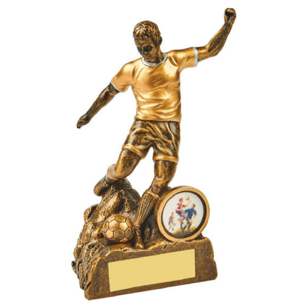 Antique Gold Male Football Resin 14cm