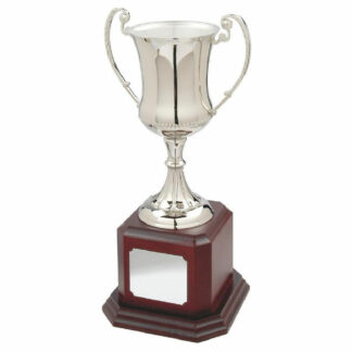 Nickel Plated Cup on Wood Base 33.5 cm