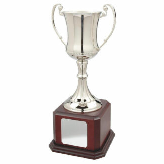 Nickel Plated Cup on Wood Base 43 cm